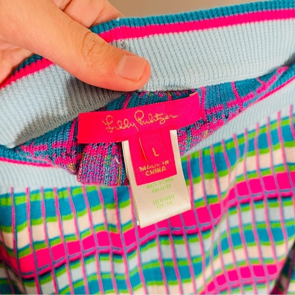Lilly Pulitzer Avington Sweater Hoodie Short SET Turquoise Shore Athleisure Rare - Picture 9 of 12